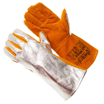 Краги спилковые Track Metal оранжевые с металлизированным полотном (арт. XY501)