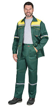 Костюм рабочий Механик куртка/брюки зеленый/желтый тк.Смесовая СОП (арт.с-06124)