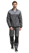Комплект рабочий Город куртка/полукомбинезон серый тк.Смесовая (арт.KS212)