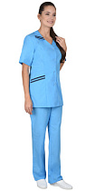 *Костюм медицинский Женева женский блуза/брюки голубой тк.Смесовая (арт. с-00589)