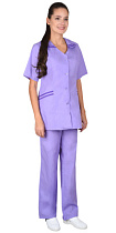 Костюм медицинский Женева женский блуза/брюки сиреневый/фиолетовый тк.смесовая (арт. с-00742)